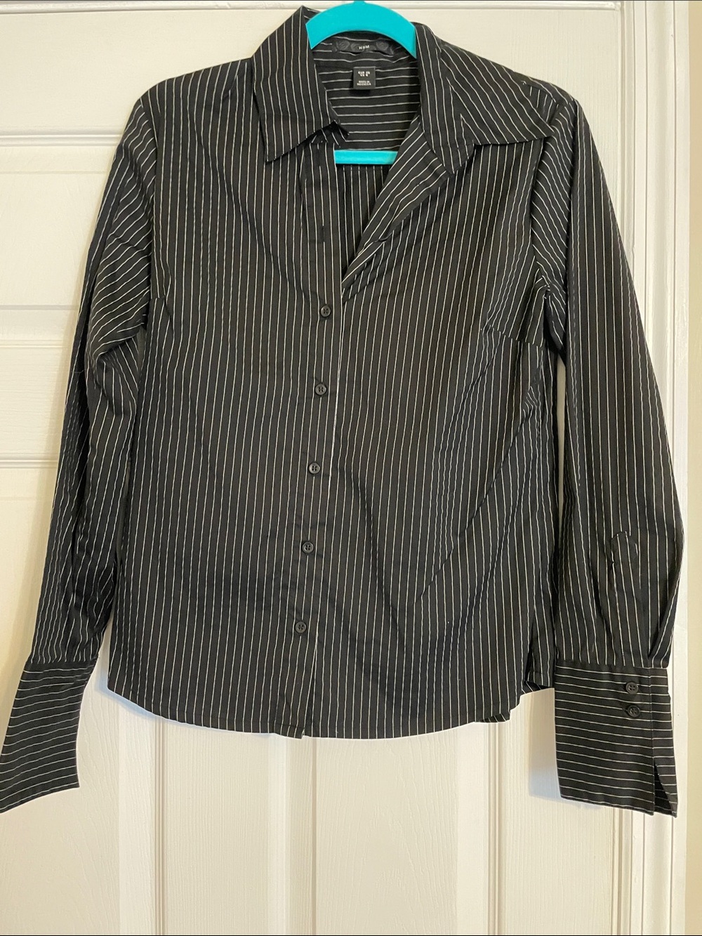 H&M Black Shirt with White Pinstripes